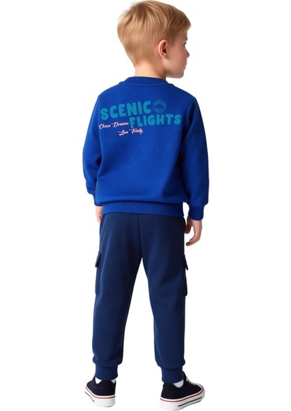 Erkek Çocuk Pamuklu Örme Takım Uçak Baskılı Üst ve Kargo Cepli Alt Kaliteli Şık Rahat indirimleri