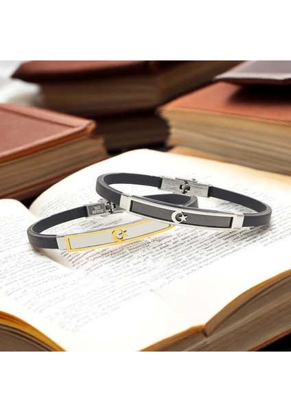 Ay Yıldız Türk Bayrağı Desenli Çelik Bileklik 959SCB007 fırsatları