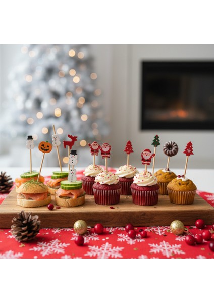 5 Adet Yılbaşı Temalı Pasta Süsü Seti - Noel Kek Topper Kurabiye Dekorasyonu - Silikon Figürler modelleri