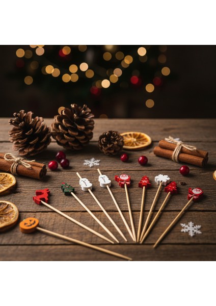 5 Adet Yılbaşı Temalı Pasta Süsü Seti - Noel Kek Topper Kurabiye Dekorasyonu - Silikon Figürler fırsatları