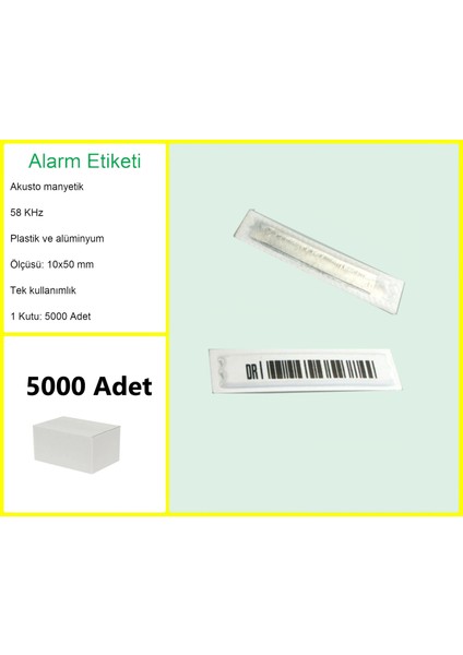 Akusto Manyetik Dr Barkodlu Alarm Etiketi 1 Kutu: 5000 Adet fiyatları