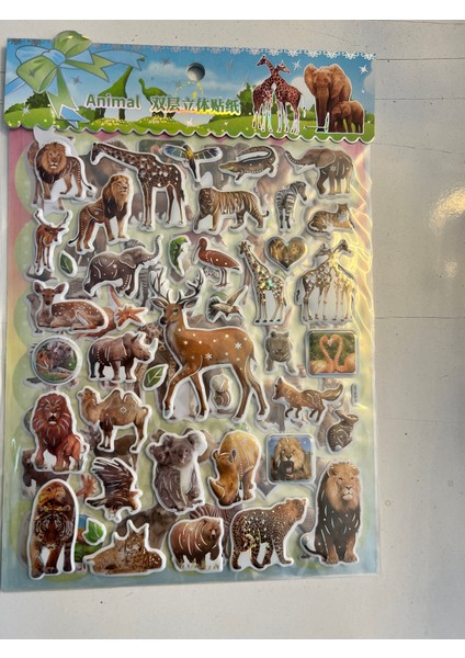 Kabartma Hayvanlar Sticker Etkinlik Oyunu 2 Kartela Birden MODEL19