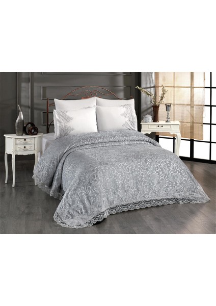 Dantelli Battaniye Seti 6 Parça Krem modelleri