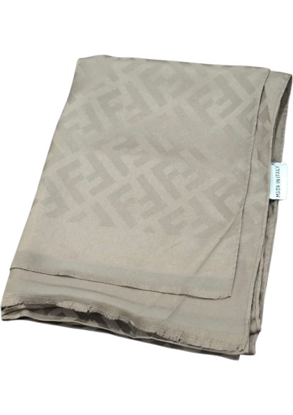 F Desen Mat Ipek Jakarlı Şal Açık Kahverengi