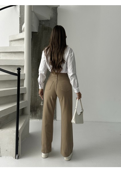 Kadın Yüksek Bel Keten Boyfriend Bol Paça fırsatları