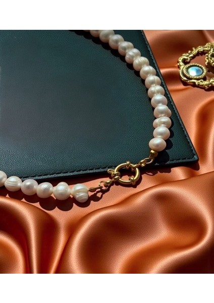 45 cm Sertifikalı Gerçek Doğal 8 mm Inci Kolye - Gemici Kilit fiyatları