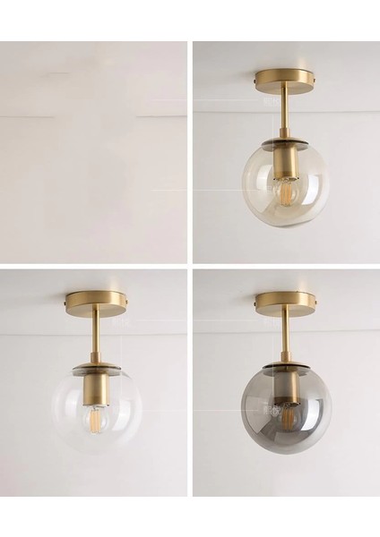 Mini Modern Spor Gold Füme Camlı Tavan Plofonyer modelleri