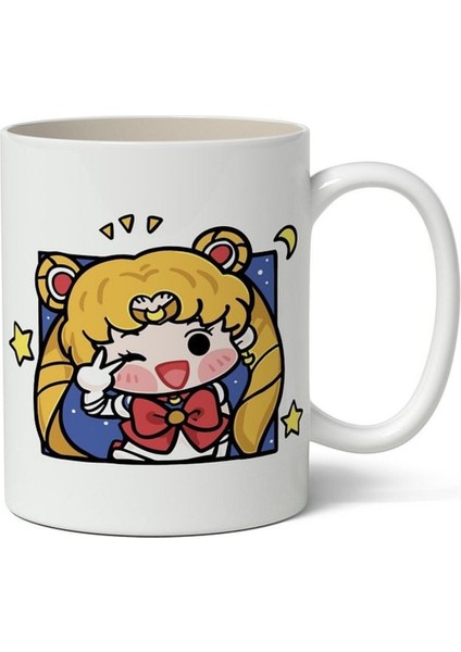 Sailor Moon Ay Savaşçısı Anime Temalı Beyaz Kupa Bardak Sevgiliye Arkadaşa Hediye