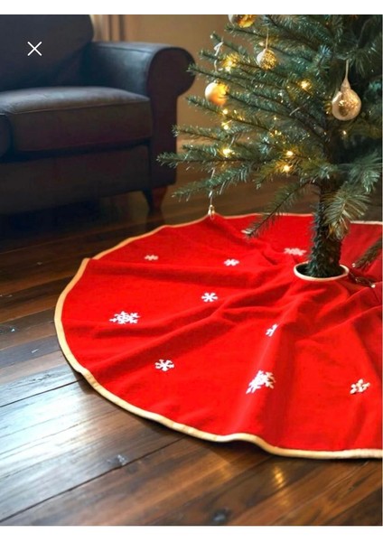 Yılbaşı Ağacı Ağaç Altı Örtüsü Lüks Kırmızı