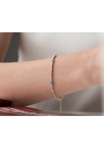 925 Ayar Papatya Silver Dorica Nazar Gözlü Top Bileklik<rose,gold,rodaj>