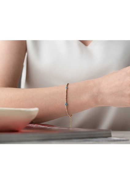 925 Ayar Papatya Silver Dorica Nazar Gözlü Top Bileklik<rose,gold,rodaj> fiyatları