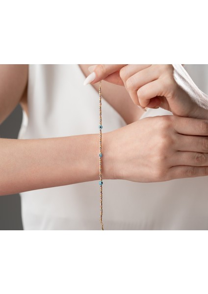 925 Ayar Papatya Silver Dorica Nazar Gözlü Top Bileklik<rose,gold,rodaj> modelleri