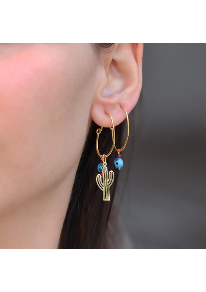 Kaktüs Nazar Gold Gümüş Küpe fiyatları