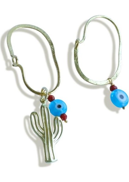 Kaktüs Nazar Gold Gümüş Küpe modelleri