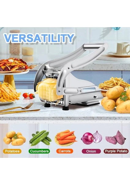 Çelik Patates Dilimleyici - Çok Fonksiyonlu Patates Dilimleyici, Sebze Doğrayıcı &amp;amp; Rendeli Ayarlanabilir Bıçak Ile Düzgün Dilimler (4915) fiyatları