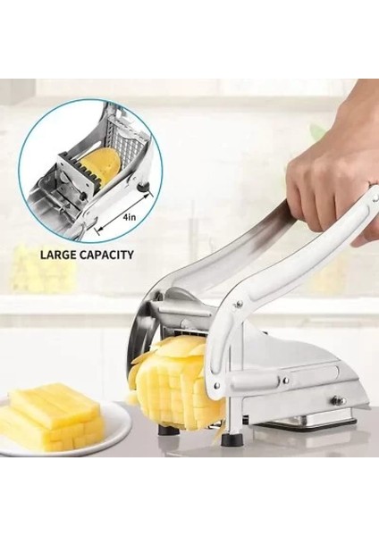 Çelik Patates Dilimleyici - Çok Fonksiyonlu Patates Dilimleyici, Sebze Doğrayıcı &amp;amp; Rendeli Ayarlanabilir Bıçak Ile Düzgün Dilimler (4915) fırsatları