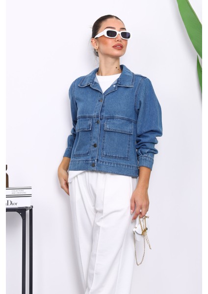 Mavi Cepli Kot Ceket