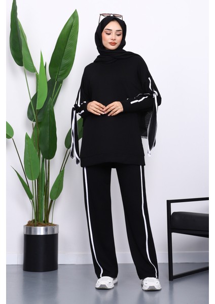 Siyah Kol Bağlamalı Tunik Pantolonlu Takım fiyatları
