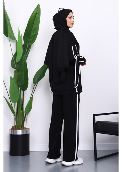 Siyah Kol Bağlamalı Tunik Pantolonlu Takım fırsatları
