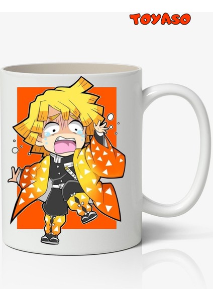 Demon Slayer Iblis Keser Zenitsu Agatsuma Temalı Anime Beyaz Kupa Bardak Sevgiliye Arkadaşa Hediye