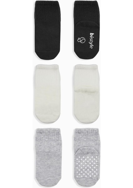 3lü Basic Kaymaz Penye Soket Çorap 10107 Siyah Ekru Gri fiyatları