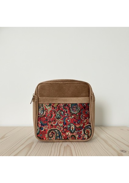 Iran Işi El Yapımı Etnik Desenli Sütlü Kahve Askılı Orta Boy Omuz Çantası