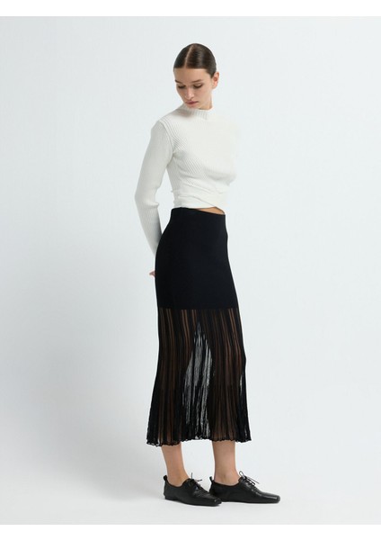 Tül Detaylı Triko Etek Siyah 12745174001 modelleri