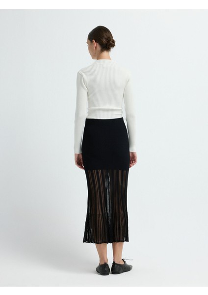 Tül Detaylı Triko Etek Siyah 12745174001 indirimleri