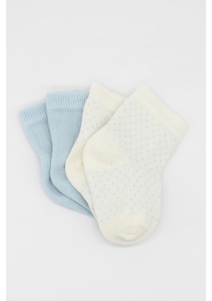 Organik 2li Puan Derby Penye Soket Çorap BS2000 Mavi Ekru modelleri