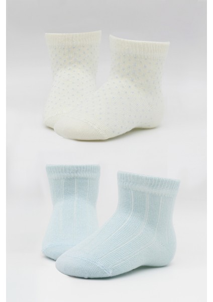 Organik 2li Puan Derby Penye Soket Çorap BS2000 Mavi Ekru indirimleri