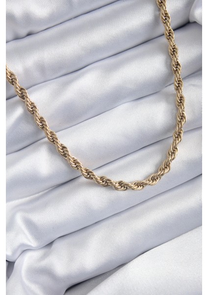 Bfs 316L Çelik Gold Renk 60 cm Burgu Model Kadın Kolye