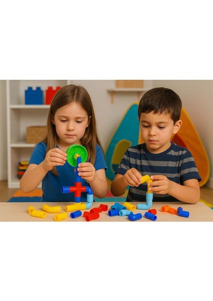 Yaratıcı Boru Inşa Seti – Çocuklar Için Bağlantı Oyunu-Motor Gelişimi Destekleyen LEGO Seti