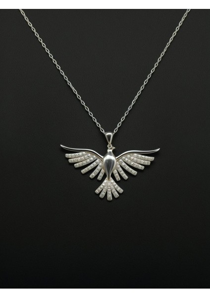 Çekmeceli Kutuda 925 Ayar Gümüş Anka Kuşu Kolye Kadın fiyatları