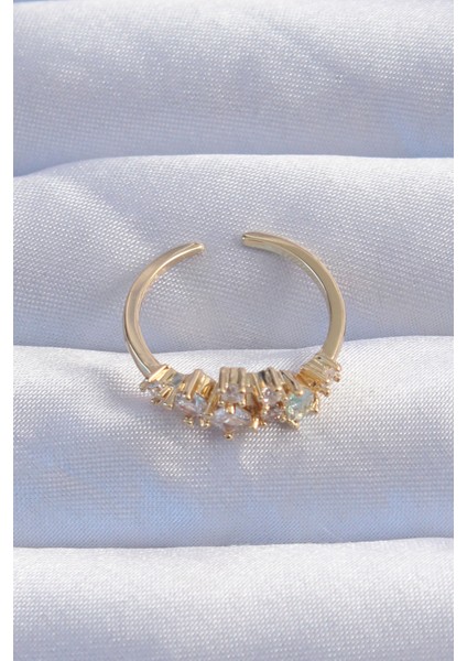 bulurum pirinç gold renk zirkon taşlı damla detay ayarlanabilir yüzük fiyatları