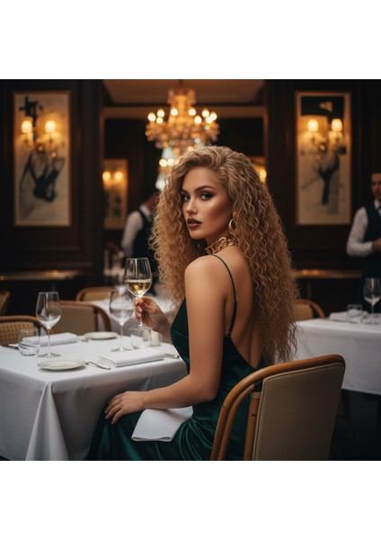 Afro Dalga Front Lace Gerçek Tül Peruk / Sıcak Karamel / 70/75CM