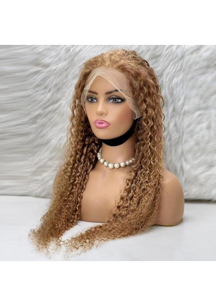 Afro Dalga Front Lace Gerçek Tül Peruk / Sıcak Karamel / 70/75CM fırsatları