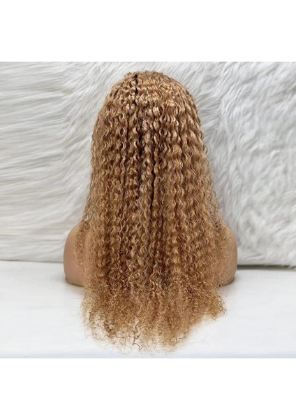 Afro Dalga Front Lace Gerçek Tül Peruk / Sıcak Karamel / 70/75CM indirimleri