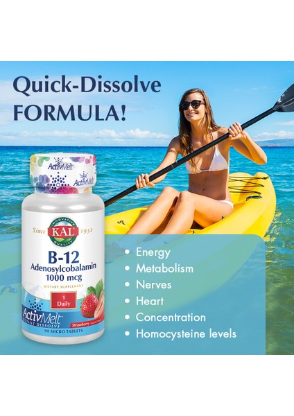B-12 Adenosylcobalamin, Strawberry, 1,000 Mcg, 90 Micro Pastil Adenosylcobalamin B12VITAMINI Premıum fırsatları