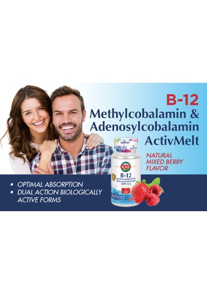 B-12 Adenosylcobalamin, Strawberry, 1,000 Mcg, 90 Micro Pastil Adenosylcobalamin B12VITAMINI Premıum
