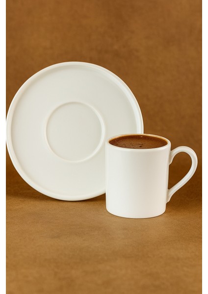 6 Kişilik 12 Parça Beyaz Porselen Kahve Fincan Takımı Seti 100ML