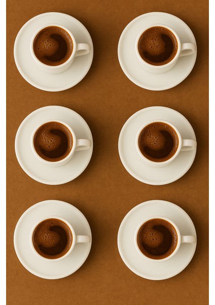 6 Kişilik 12 Parça Beyaz Porselen Kahve Fincan Takımı Seti 100ML fiyatları