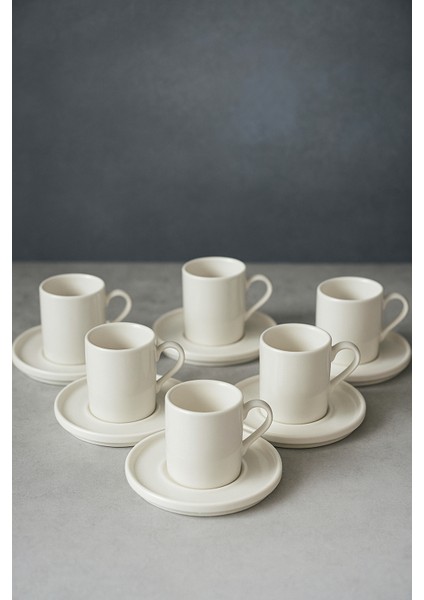 6 Kişilik 12 Parça Beyaz Porselen Kahve Fincan Takımı Seti 100ML modelleri