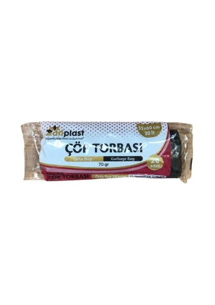 55X60 Siyah Çöp Torbası 70 gr 20'li 5 Rulo