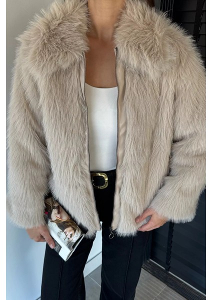 Kadın Ön Fermuarlı Saçaklı Kürklü Mont P-00018972 modelleri