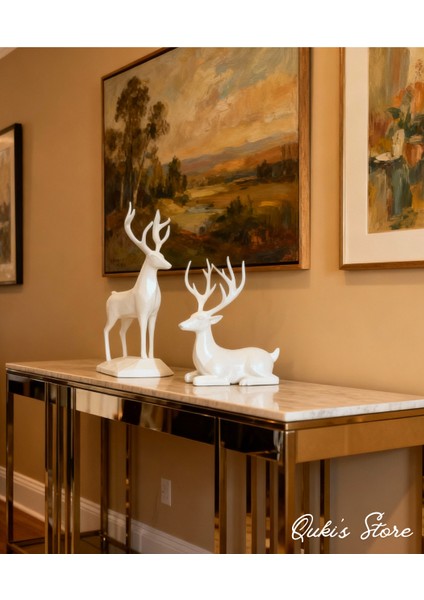 Dekoratif Geyik Biblosu, 2 Adet, Metalik Altın Rengi