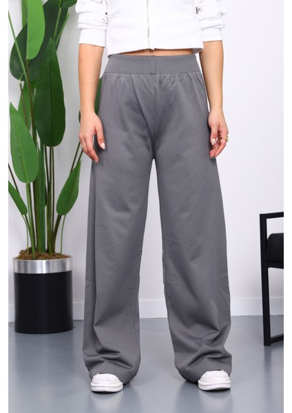 Füme Yüksek Bel Fitilli Bol Paça Triko Pantolon fiyatları