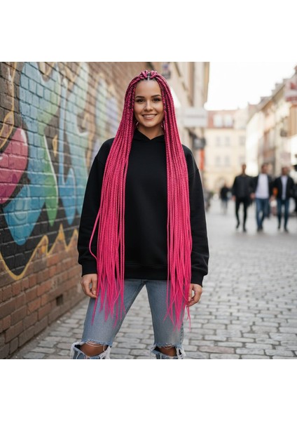 Afrika Örgüsü ve Rasta Için Sentetik Saç / Koyu Pembe