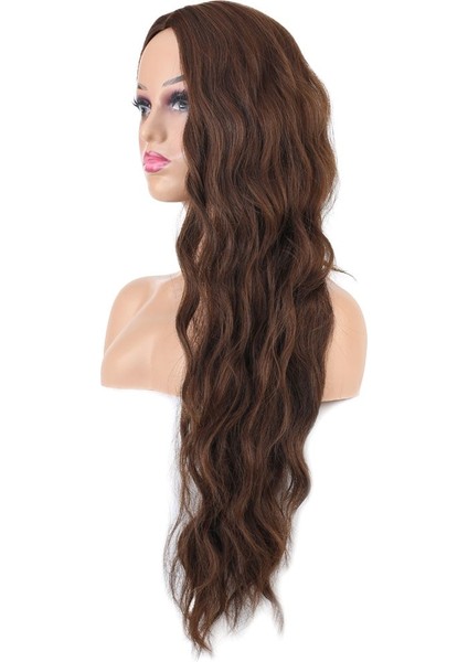 Uzun Su Dalgası Fiber Sentetik Peruk / Kahve Karamel fırsatları