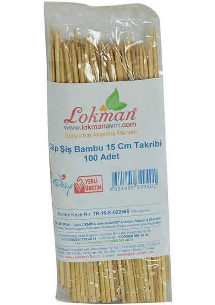 Çöp Şiş Bambu Şişleri 15 cm Takribi 100 Adet 1 Paket