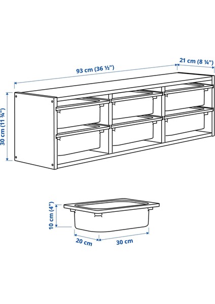 Trofast Çocuk Duvar Rafı Çam Gri 93 x 21 x 30 cm fiyatları